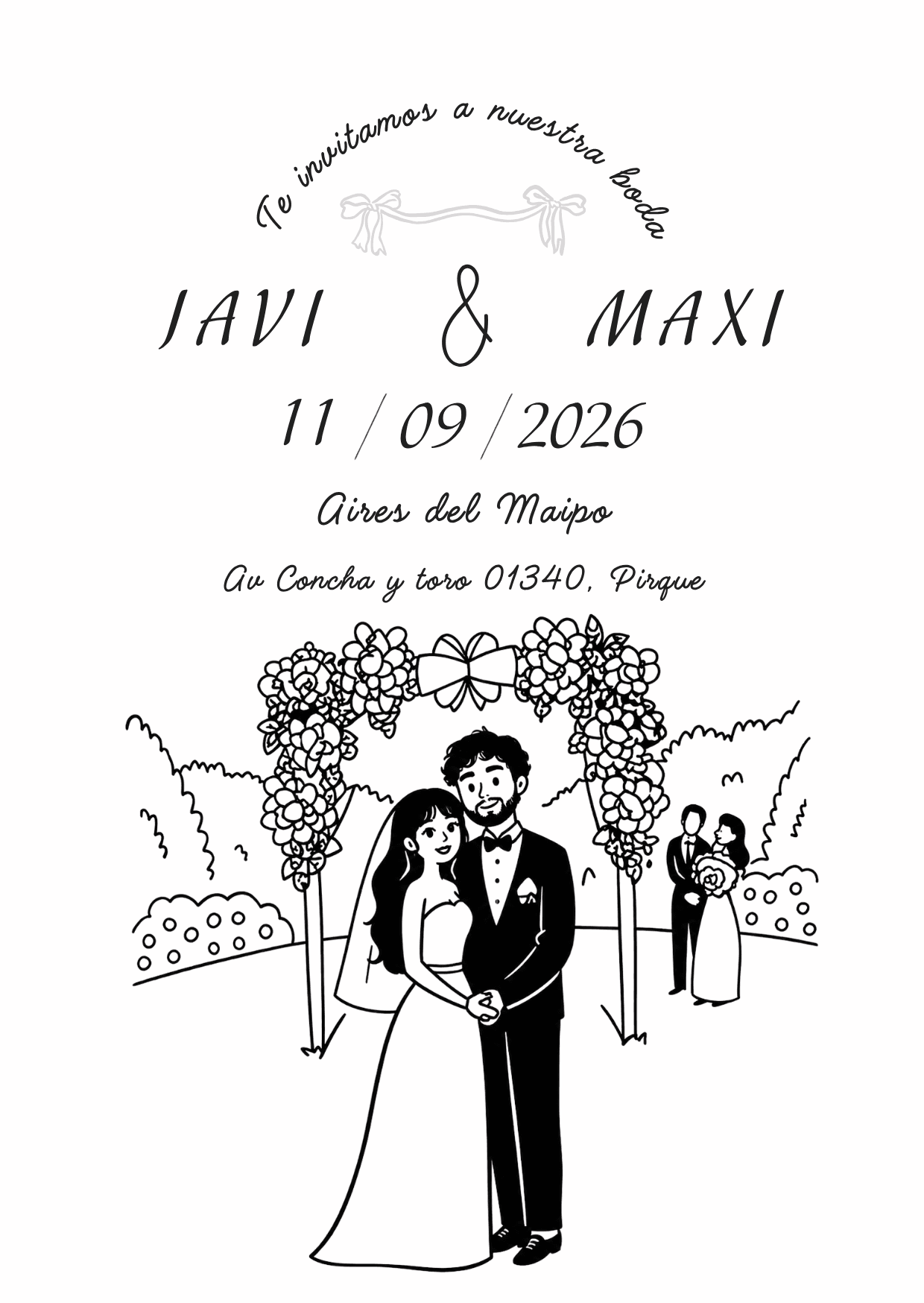 Invitación ilustrada de Javi y Maxi